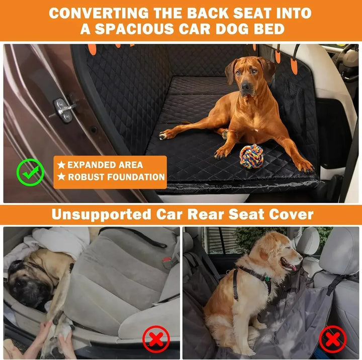 Pawzzle 3.0 - Hard Bottom Dog Car Seat Protector (+ FREE Luxe Dog Bed)