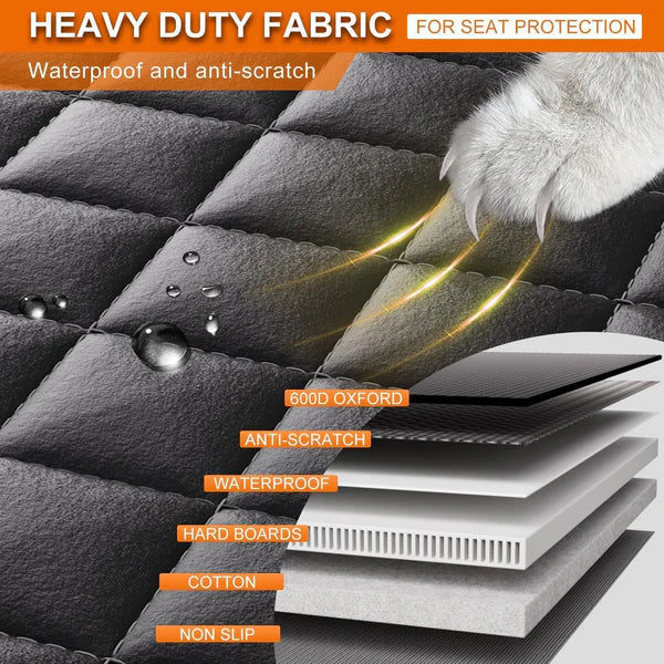 Pawzzle 3.0 - Hard Bottom Dog Car Seat Protector (+ FREE Luxe Dog Bed)