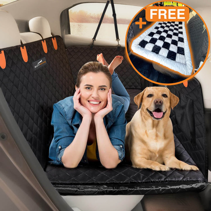 Pawzzle 3.0 - Hard Bottom Dog Car Seat Protector (+ FREE Luxe Dog Bed)