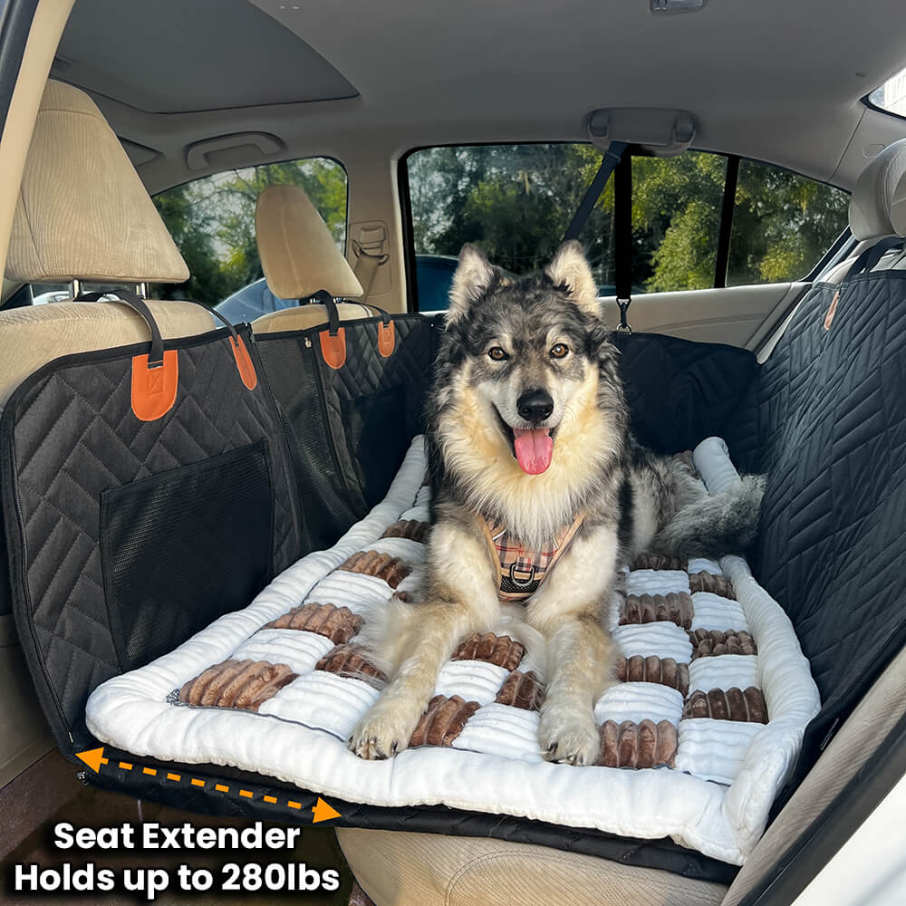 Pawzzle 3.0 - Hard Bottom Dog Car Seat Protector (+ FREE Luxe Dog Bed)