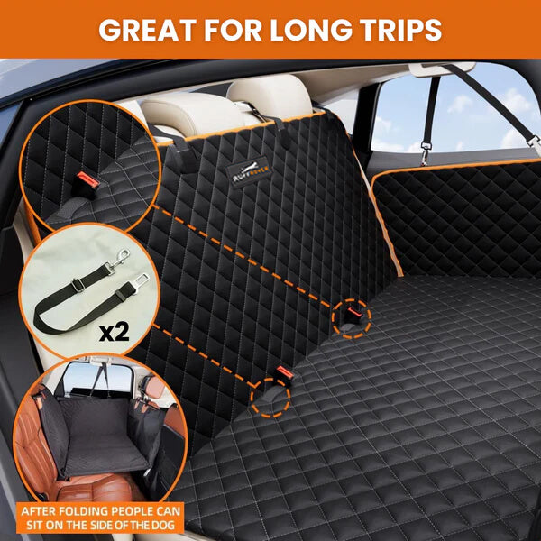 Pawzzle 3.0 - Hard Bottom Dog Car Seat Protector (+ FREE Luxe Dog Bed)